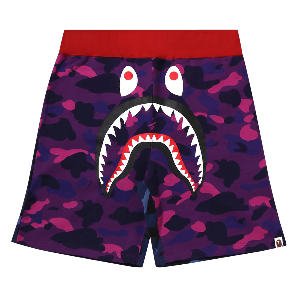 Bape Crazy Camo Shark Sweat Shorts Purple HEAD2SOLE