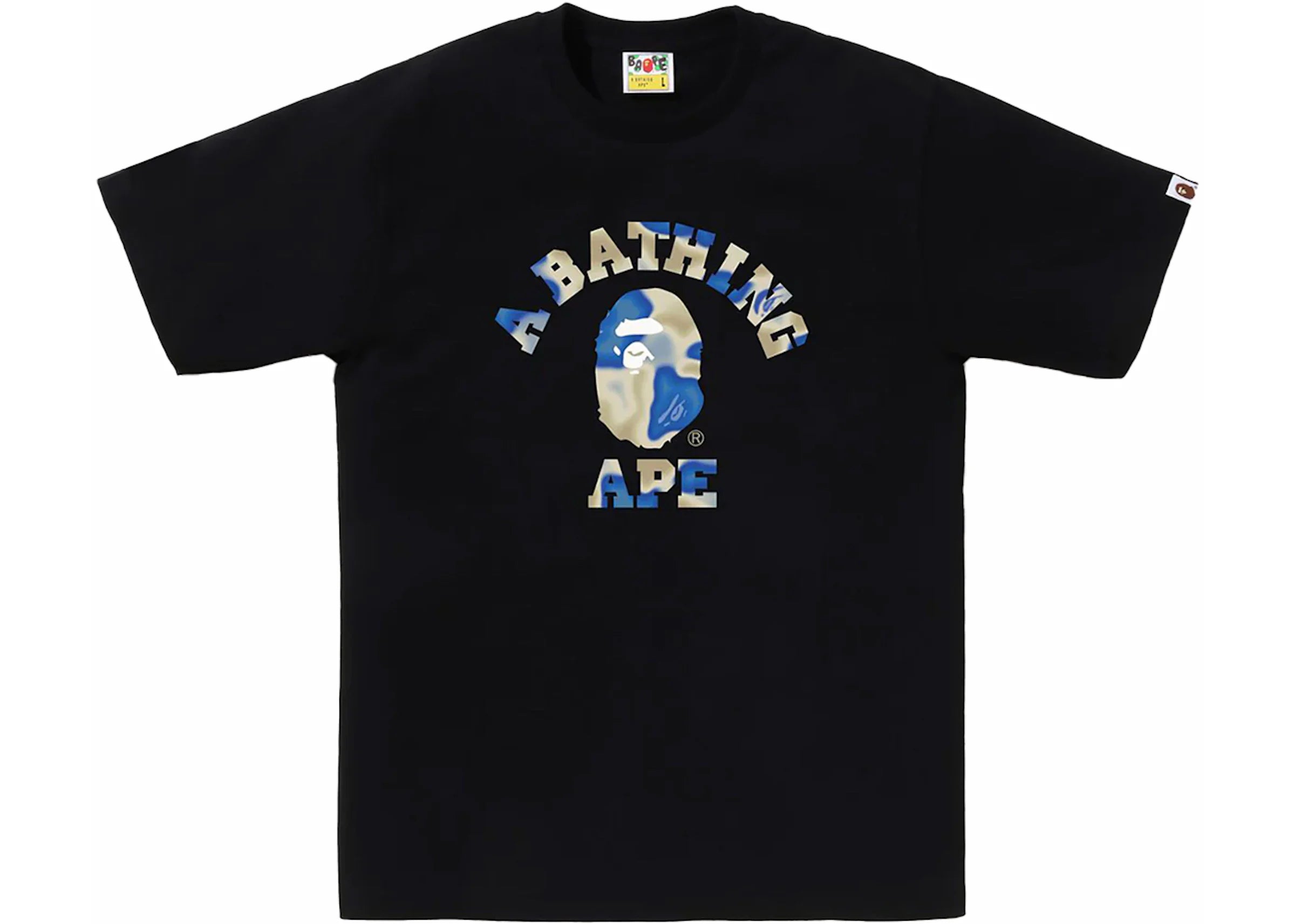 Bape Liquid Camo College Tee Black Blue HEAD2SOLE