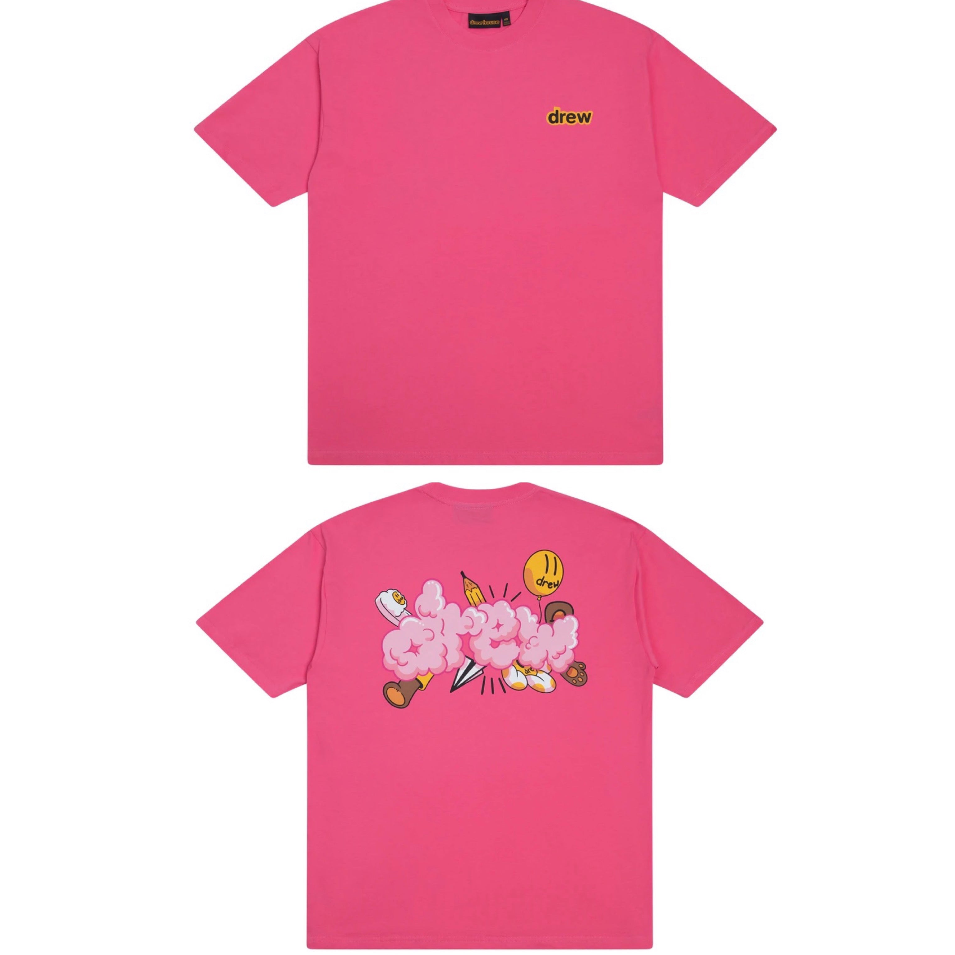 Drew House Doodle Joy SS Tee 'Hot Pink'