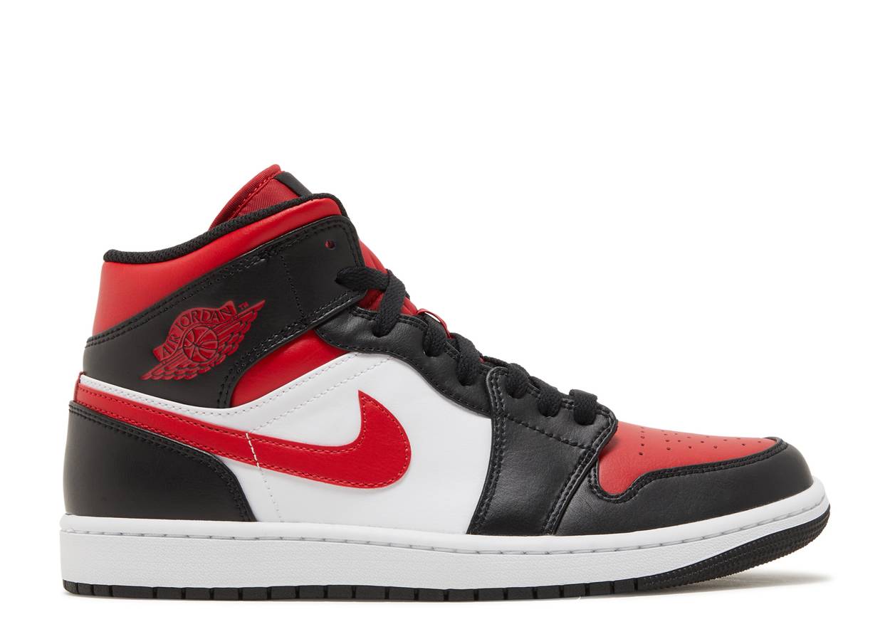 Jordan 1 mid white red sale black