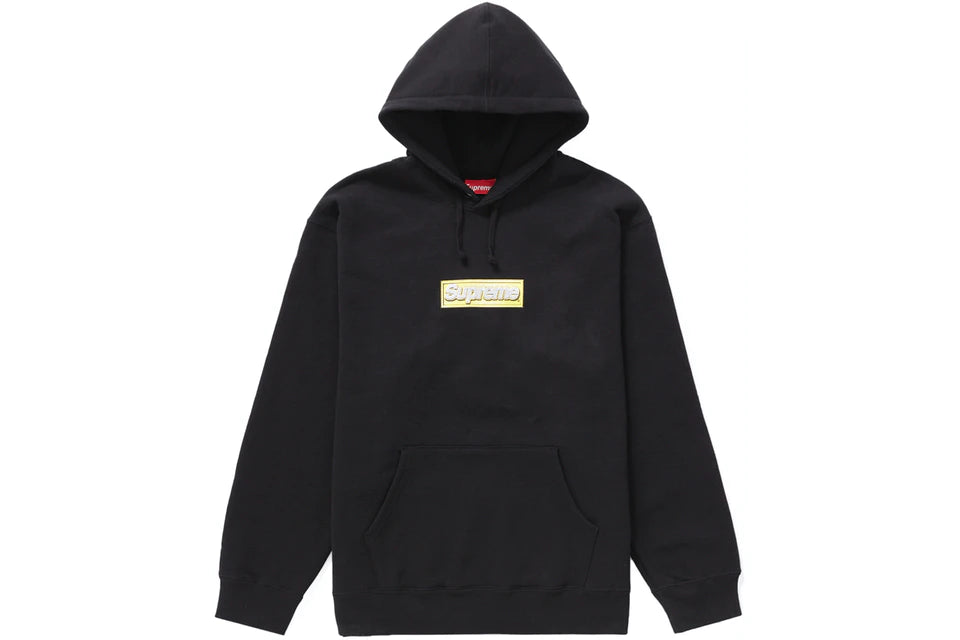 Grey box logo sales hoodie supreme